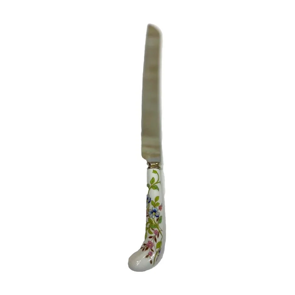 Prill Sheffield England Floral Cornflower Porcelain Handled Stainless Cake Knife